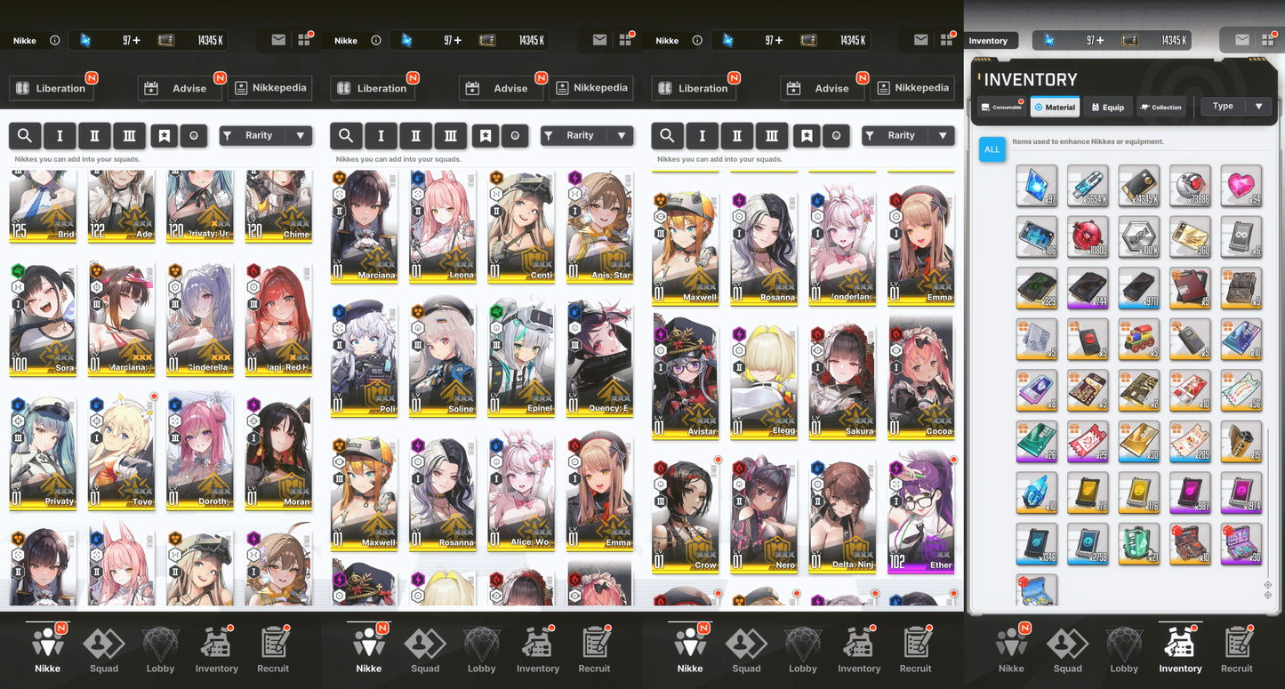 [GLOBAL][INSTANT] MLB 4X Cinderella: Crystal Wave / Dorothy / Marciana: Marine Study + SSRs + 0~50000 Gems | GODDESS OF VICTORY NIKKE starter account Max Limit Break (see options)-Mobile Games Starter