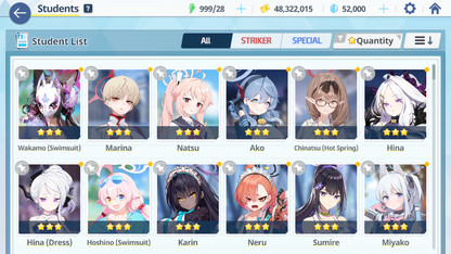 [GLOBAL/NA] [INSTANT] 2 limited 13x3* Dress Hina Swimsuit Hoshino + 51k Pyroxene gems Blue Archive Starter Account-Mobile Games Starter