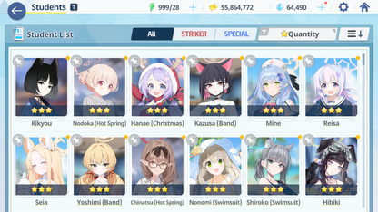 [GLOBAL/NA] [INSTANT] 3 limited 13x3* Seia Kazusa Yoshimi (Band) + 63k Pyroxene gems Blue Archive Starter Account-Mobile Games Starter