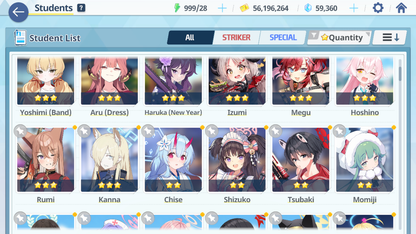 [GLOBAL/NA] [INSTANT] 3 limited 14x3* Seia Kazusa Yoshimi (Band) + 58k Pyroxene gems Blue Archive Starter Account-Mobile Games Starter