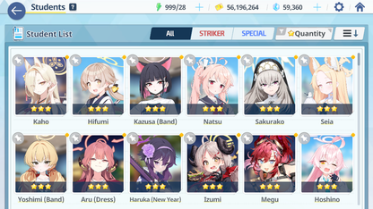 [GLOBAL/NA] [INSTANT] 3 limited 14x3* Seia Kazusa Yoshimi (Band) + 58k Pyroxene gems Blue Archive Starter Account-Mobile Games Starter