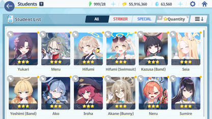 [GLOBAL/NA] [INSTANT] 3 limited 14x3* Seia Kazusa Yoshimi (Band) + 63k Pyroxene gems Blue Archive Starter Account-Mobile Games Starter