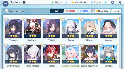 [GLOBAL/NA] [INSTANT] 3 limited 16x3* Dress Hina Swimsuit Hoshino Wakamo + 51k Pyroxene gems Blue Archive Starter Account-Mobile Games Starter