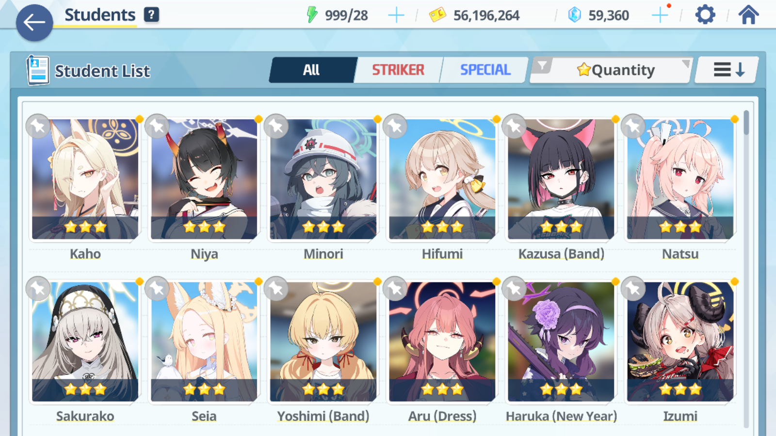 [GLOBAL/NA] [INSTANT] 3 limited 18x3* Seia Kazusa Yoshimi (Band) + 58k Pyroxene gems Blue Archive Starter Account-Mobile Games Starter