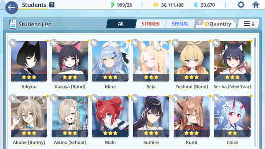 [GLOBAL/NA] [INSTANT] 4 limited 11x3* Seia Asuna Kazusa Yoshimi (Band) + 59k Pyroxene gems Blue Archive Starter Account-Mobile Games Starter