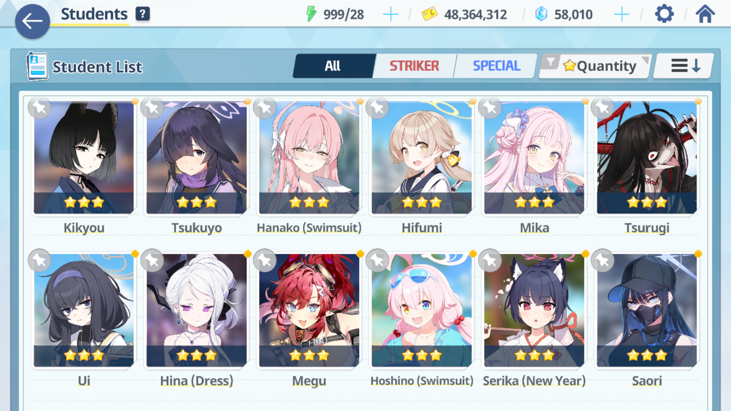 [GLOBAL/NA] [INSTANT] 4 limited 12x3* Dress Hina Swimsuit Hoshino Mika Hanako + 58k Pyroxene gems Blue Archive Starter Account-Mobile Games Starter