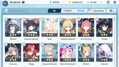 [GLOBAL/NA] [INSTANT] 4 limited 13x3* Seia Asuna Kazusa Yoshimi (Band) + 62k Pyroxene gems Blue Archive Starter Account-Mobile Games Starter