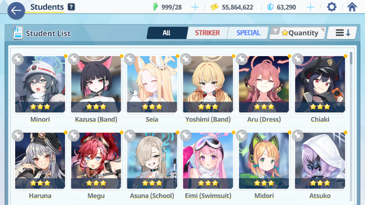 [GLOBAL/NA] [INSTANT] 4 limited 13x3* Seia Asuna Kazusa Yoshimi (Band) + 62k Pyroxene gems Blue Archive Starter Account-Mobile Games Starter