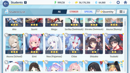 [GLOBAL/NA] [INSTANT] 4 limited 15x3* Seia Asuna Kazusa Yoshimi (Band) + 63k Pyroxene gems Blue Archive Starter Account-Mobile Games Starter