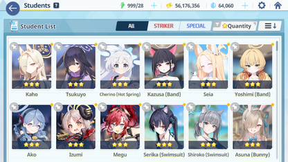 [GLOBAL/NA] [INSTANT] 4 limited 15x3* Seia Asuna Kazusa Yoshimi (Band) + 63k Pyroxene gems Blue Archive Starter Account-Mobile Games Starter