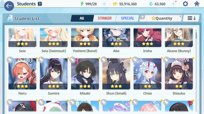 [GLOBAL/NA] [INSTANT] 4 limited 16x3* double Seia Swimsuit Kazusa Yoshimi (Band) + 63k Pyroxene gems Blue Archive Starter Account-Mobile Games Starter