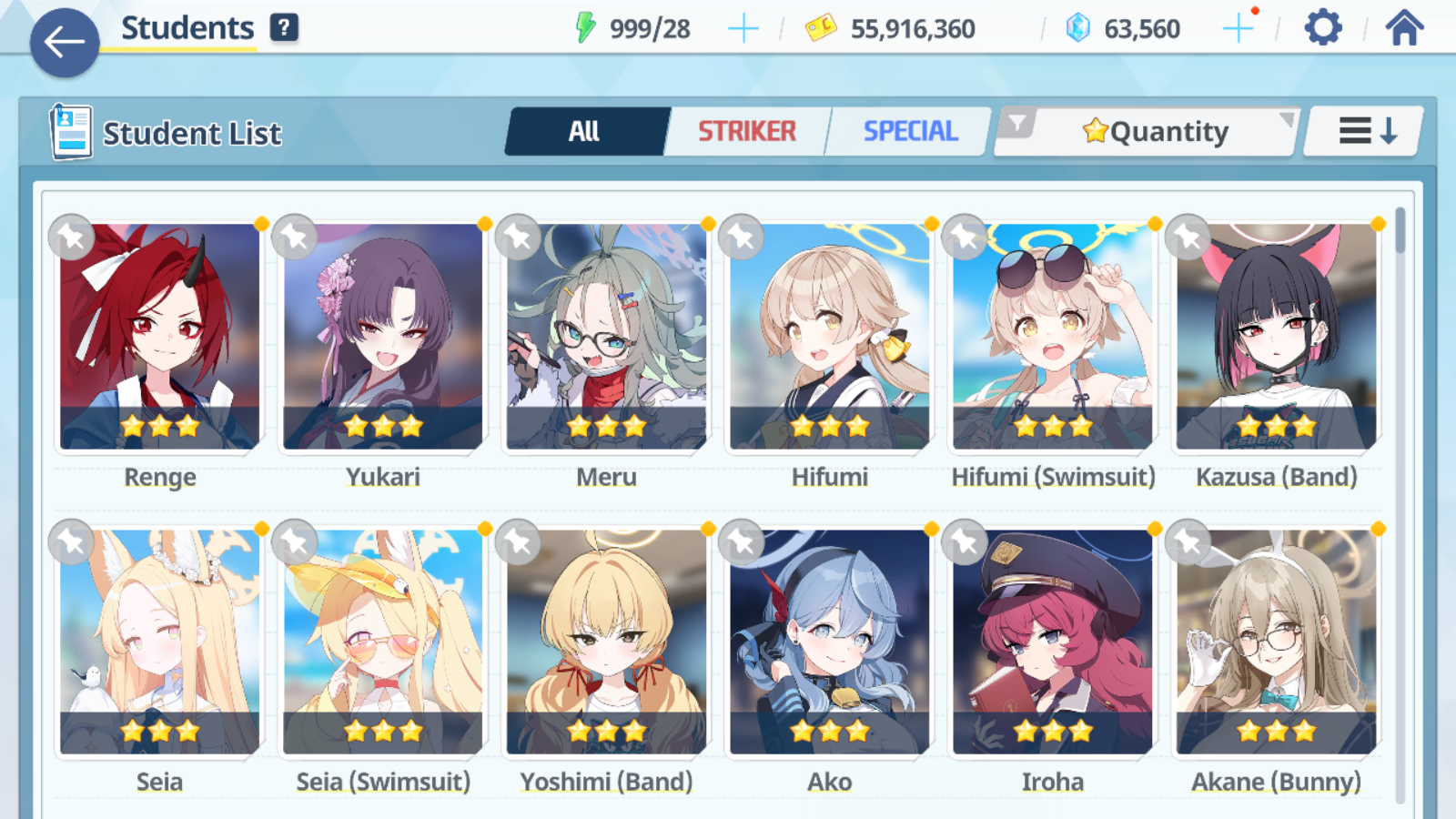 [GLOBAL/NA] [INSTANT] 4 limited 16x3* double Seia Swimsuit Kazusa Yoshimi (Band) + 63k Pyroxene gems Blue Archive Starter Account-Mobile Games Starter