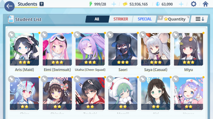 [GLOBAL/NA] [INSTANT] 4 limited 18x3* Dress Hina Swimsuit Hoshino Wakamo Ako + 63k Pyroxene gems Blue Archive Starter Account-Mobile Games Starter