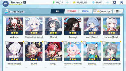 [GLOBAL/NA] [INSTANT] 4 limited 18x3* Dress Hina Swimsuit Hoshino Wakamo Ako + 63k Pyroxene gems Blue Archive Starter Account-Mobile Games Starter