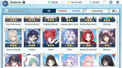 [GLOBAL/NA] [INSTANT] 5 limited 15x3* double Seia Swimsuit Asuna Kazusa Yoshimi (Band) + 62k Pyroxene gems Blue Archive Starter Account-Mobile Games Starter