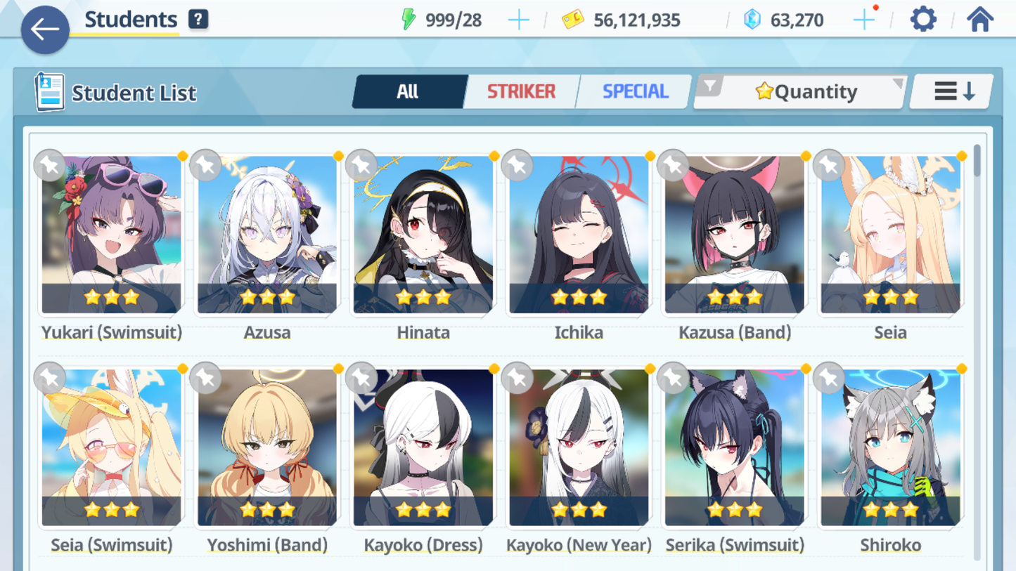 [GLOBAL/NA] [INSTANT] 5 limited 15x3* double Seia Swimsuit Asuna Kazusa Yoshimi (Band) + 62k Pyroxene gems Blue Archive Starter Account-Mobile Games Starter