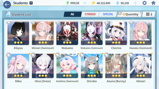 [GLOBAL/NA] [INSTANT] 5 limited 19x3* Dress Hina Swimsuit Hoshino Mika Wakamo Hanako + 50k Pyroxene gems Blue Archive Starter Account-Mobile Games Starter