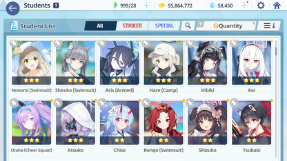 [GLOBAL/NA] [INSTANT] 5 limited 20x3* Kei Aris Seia Kazusa Yoshimi (Band) + 58k Pyroxene gems Blue Archive Starter Account-Mobile Games Starter