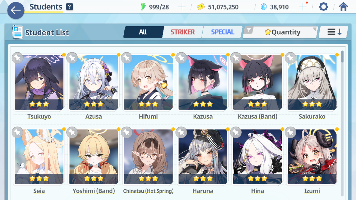 [GLOBAL/NA] [INSTANT] 5 limited 26x3* Hikari Nozomi Seia Kazusa Yoshimi (Band) + 38k Pyroxene gems Blue Archive Starter Account-Mobile Games Starter