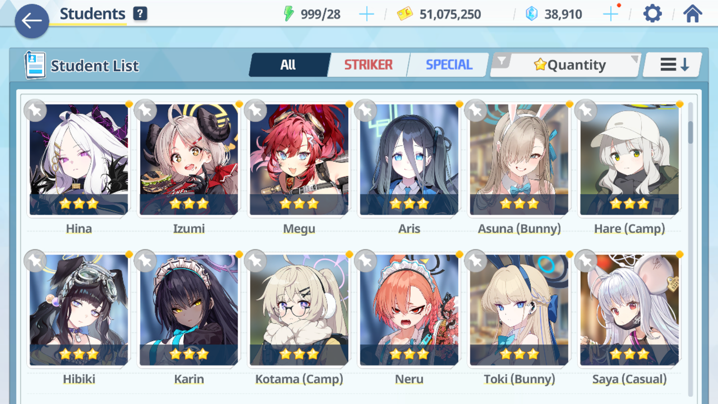 [GLOBAL/NA] [INSTANT] 5 limited 28x3* Hikari Nozomi Seia Kazusa Yoshimi (Band) + 38k Pyroxene gems Blue Archive Starter Account-Mobile Games Starter