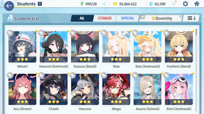 [GLOBAL/NA] [INSTANT] 6 limited 15x3* double Seia Swimsuit Hasumi Asuna Kazusa Yoshimi (Band) + 62k Pyroxene gems Blue Archive Starter Account-Mobile Games Starter