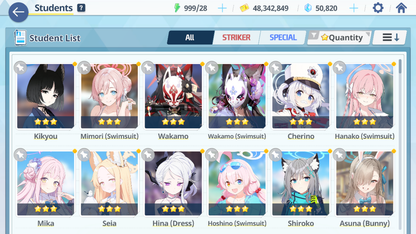 [GLOBAL/NA] [INSTANT] 6 limited 23x3* Seia Dress Hina Swimsuit Hoshino Mika Wakamo Hanako + 50k Pyroxene gems Blue Archive Starter Account-Mobile Games Starter