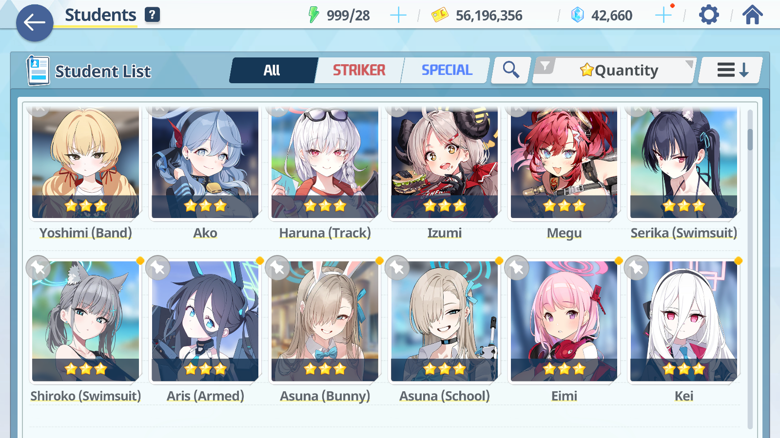 [GLOBAL/NA] [INSTANT] 8 limited 27x3* Kei Aris Rio double Seia Swimsuit Asuna Kazusa Yoshimi (Band) + 42k Pyroxene gems Blue Archive Starter Account-Mobile Games Starter