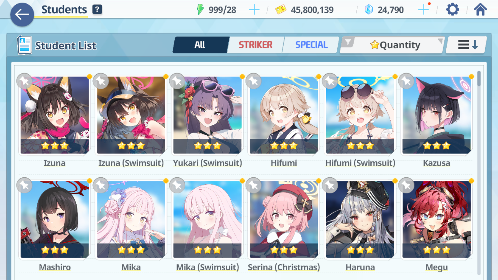 [GLOBAL/NA][INSTANT] 3 limited 17x3* double Mika Swimsuit Izuna + 24k gems Blue Archive Starter Account-Mobile Games Starter