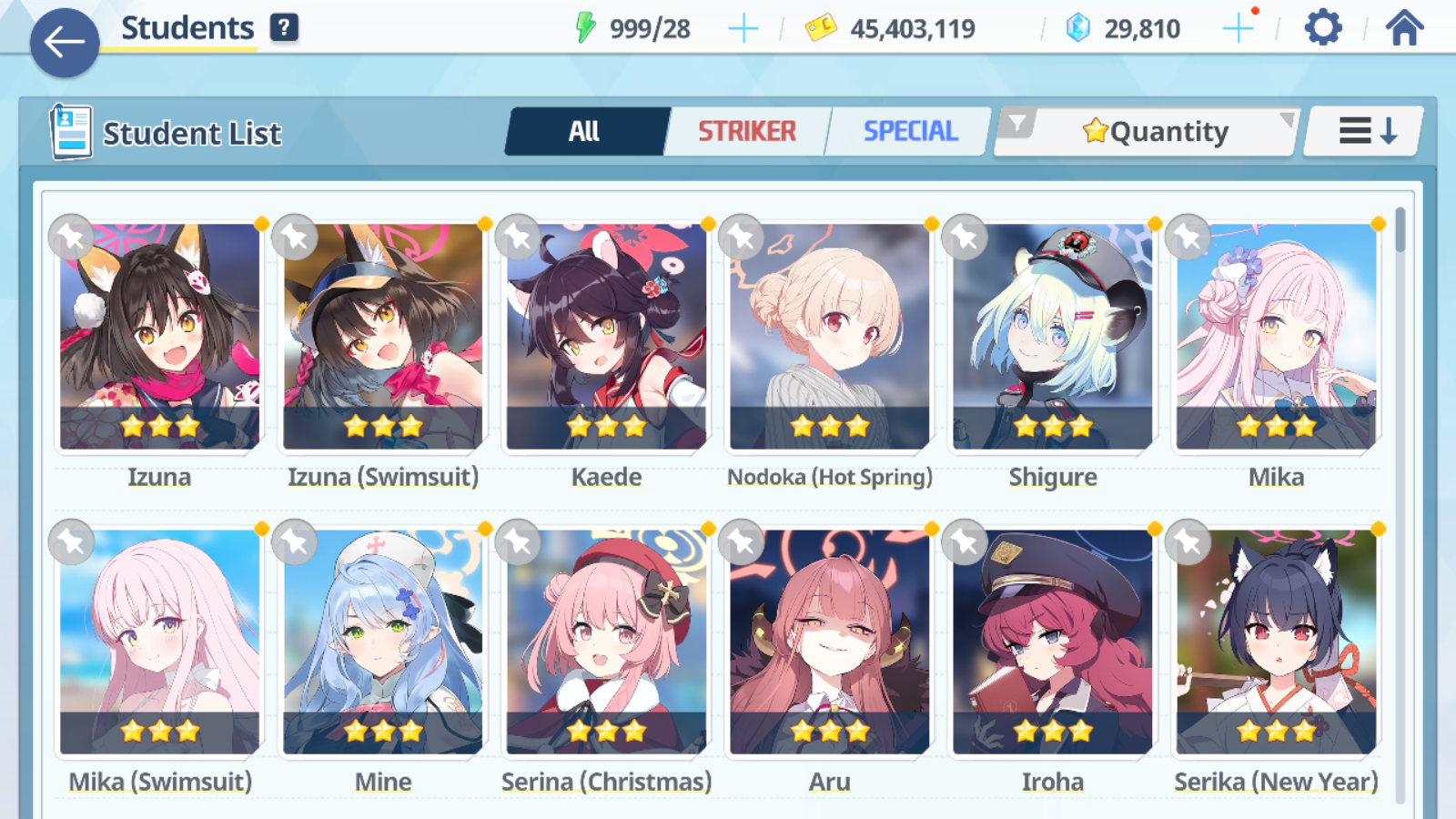 [GLOBAL/NA][INSTANT] 3 limited 21x3* double Mika Swimsuit Izuna + 29k Blue Archive Starter Account-Mobile Games Starter