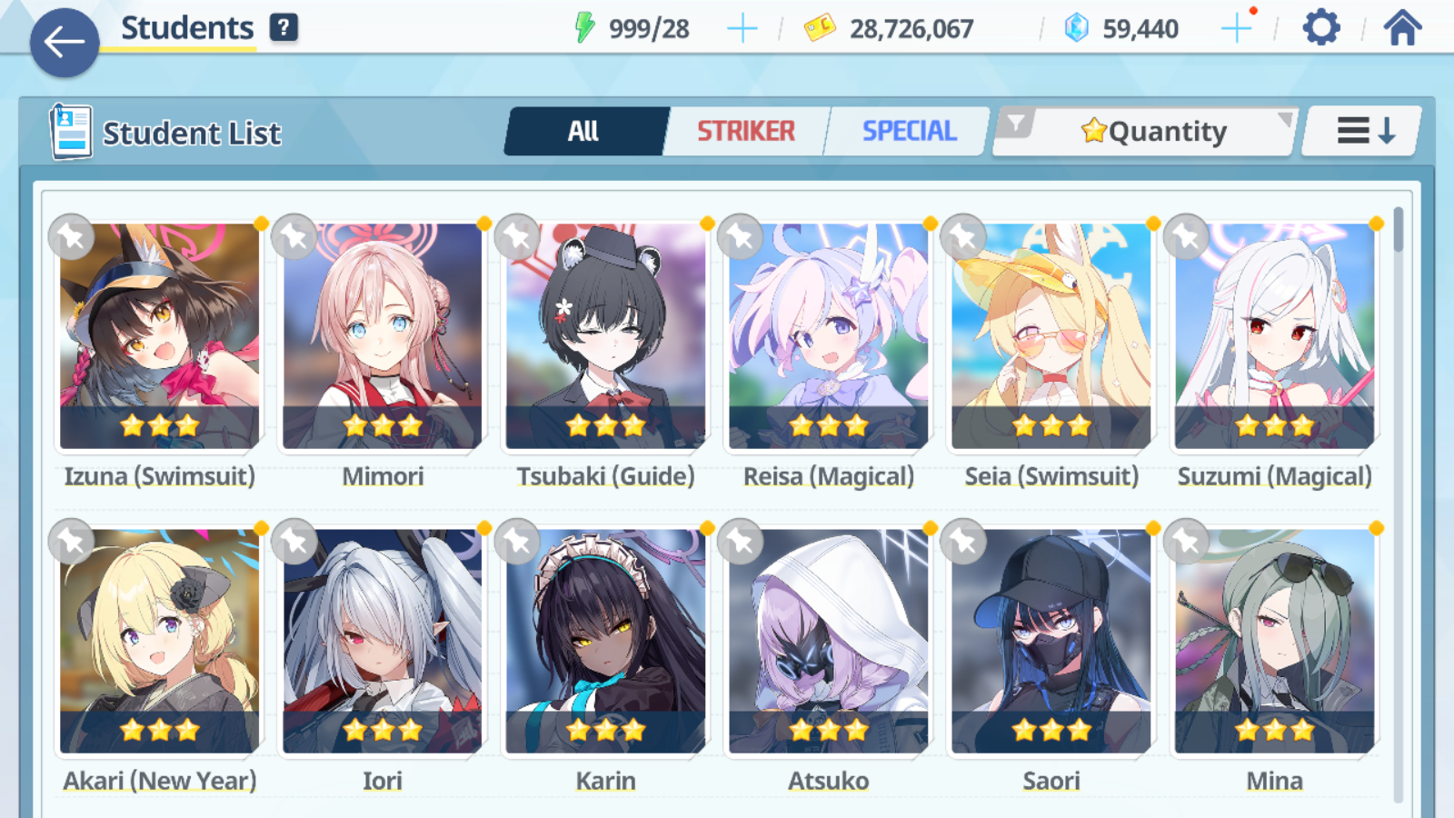 [GLOBAL/NA][INSTANT] 4 limited 13x3* Suzumi Reisa (Magical) Izuna Seia + 59k Pyroxene gems Blue Archive Starter Account-Mobile Games Starter