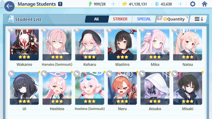 [GLOBAL/NA][INSTANT] 4 limited 14x3* Hanako swimsuit Hoshino Mika Wakamo + 43k gems Blue Archive Starter Account-Mobile Games Starter