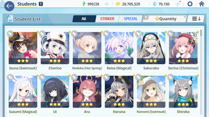[GLOBAL/NA][INSTANT] 4 limited 18x3* Suzumi Reisa (Magical) Izuna Saori + 70k Pyroxene gems Blue Archive Starter Account-Mobile Games Starter
