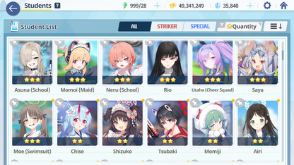 [GLOBAL/NA][INSTANT] 4 limited 19x3* Rio Neru Seia Asuna + 35k Pyroxene gems Blue Archive Starter Account-Mobile Games Starter