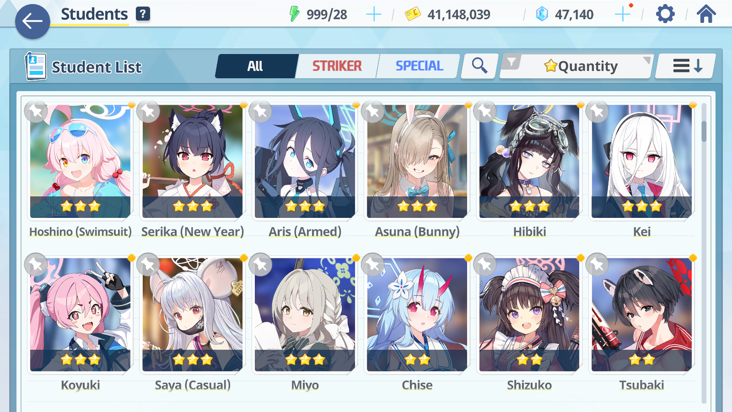 [GLOBAL/NA][INSTANT] 5 limited 21x3* Kei Aris Hanako swimsuit 2 Hoshino Wakamo Miyo + 47k gems Blue Archive Starter Account-Mobile Games Starter