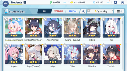 [GLOBAL/NA][INSTANT] 5 limited 21x3* Kei Aris Hanako swimsuit 2 Hoshino Wakamo Miyo + 47k gems Blue Archive Starter Account-Mobile Games Starter
