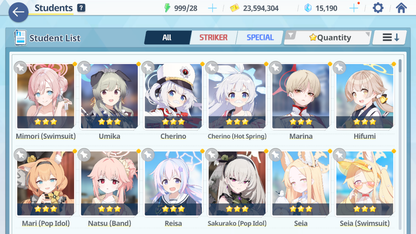 [GLOBAL/NA][INSTANT] 5 limited 27x3* double Seia Swimsuit Asuna Mari Sakurako (Pop Idol) + 14k Pyroxene gems Blue Archive Starter Account-Mobile Games Starter