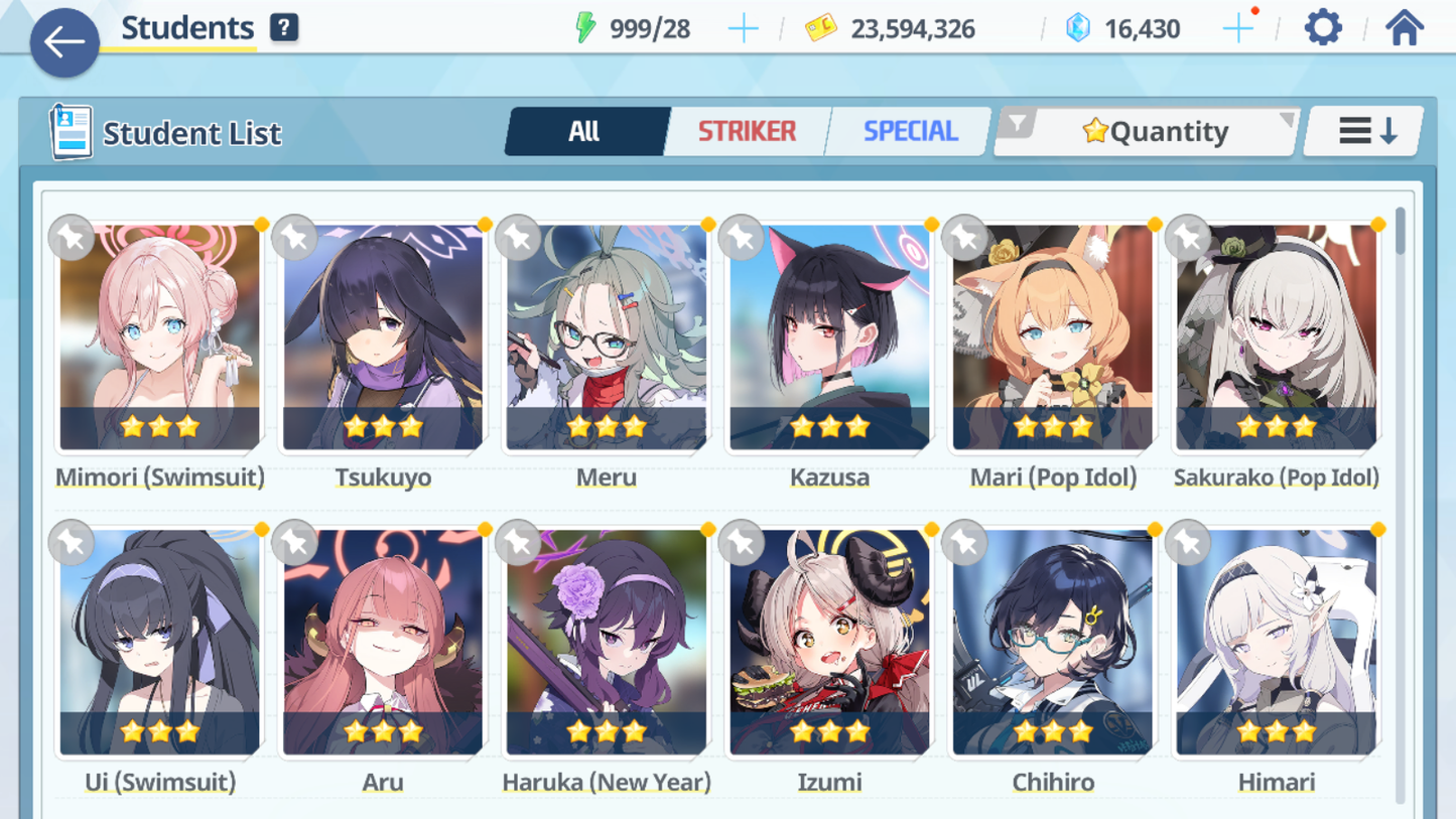 [GLOBAL/NA][INSTANT] 6 limited 18x3* Hikari Nozomi Mari Sakurako (Pop Idol) Saori Ui + 16k Pyroxene gems Blue Archive Starter Account-Mobile Games Starter