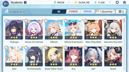 [GLOBAL/NA][INSTANT] 6 limited 23x3* Seia Asuna Mari Sakurako (Pop Idol) Makoto Ui + 10k Pyroxene gems Blue Archive Starter Account-Mobile Games Starter