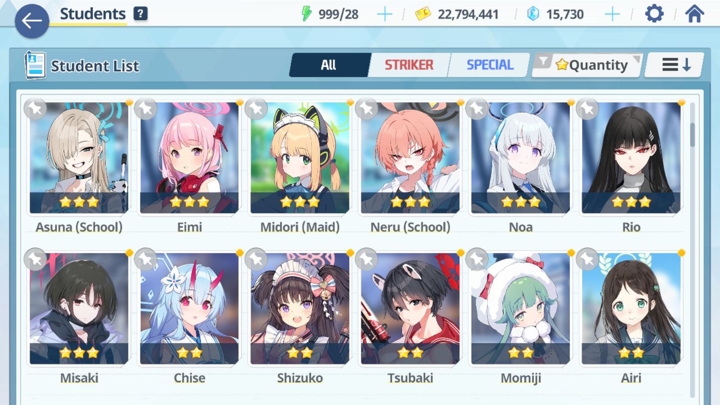 [GLOBAL/NA][INSTANT] 7 limited 19x3* Rio Neru Seia Asuna Mika Shiroko Hanako + 15k Pyroxene gems Blue Archive Starter Account-Mobile Games Starter