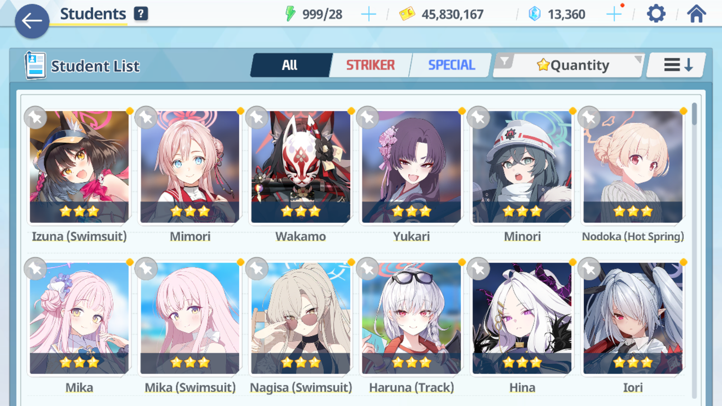 [GLOBAL/NA][INSTANT] 7 limited 24x3* double Mika Shiroko Hoshino Swimsuit Nagisa Izuna Wakamo + 13k Blue Archive Starter Account-Mobile Games Starter