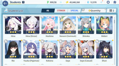 [GLOBAL/NA][INSTANT] 7 limited 24x3* double Mika + Swimsuit Nagisa Rio Dress Hina Wakamo Izuna + 12k Blue Archive Starter Account-Mobile Games Starter