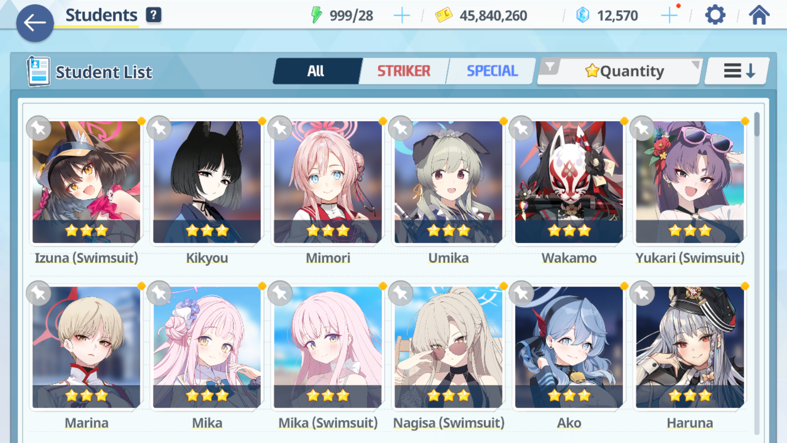 [GLOBAL/NA][INSTANT] 7 limited 24x3* double Mika + Swimsuit Nagisa Rio Dress Hina Wakamo Izuna + 12k Blue Archive Starter Account-Mobile Games Starter