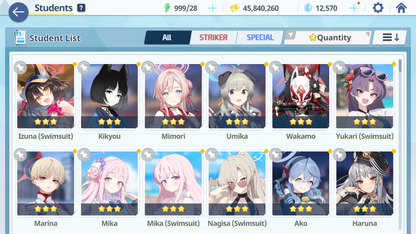 [GLOBAL/NA][INSTANT] 7 limited 24x3* double Mika + Swimsuit Nagisa Rio Dress Hina Wakamo Izuna + 12k Blue Archive Starter Account-Mobile Games Starter