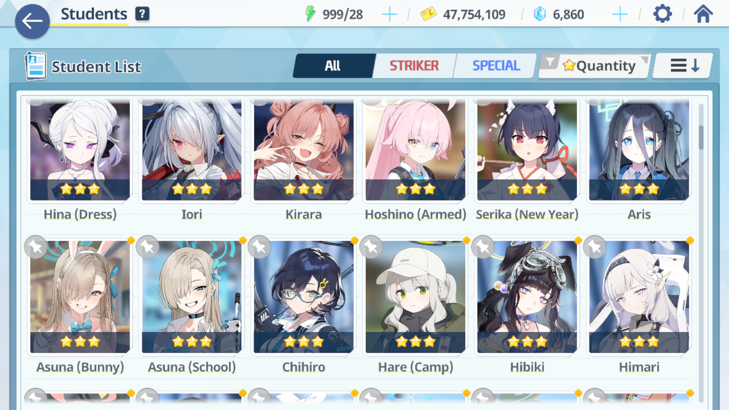 [GLOBAL/NA][INSTANT] 7 limited 32x3* Rio Neru Seia Asuna Hanako Dress Hina Armed Hoshino+ 6k Pyroxene gems Blue Archive Starter Account-Mobile Games Starter
