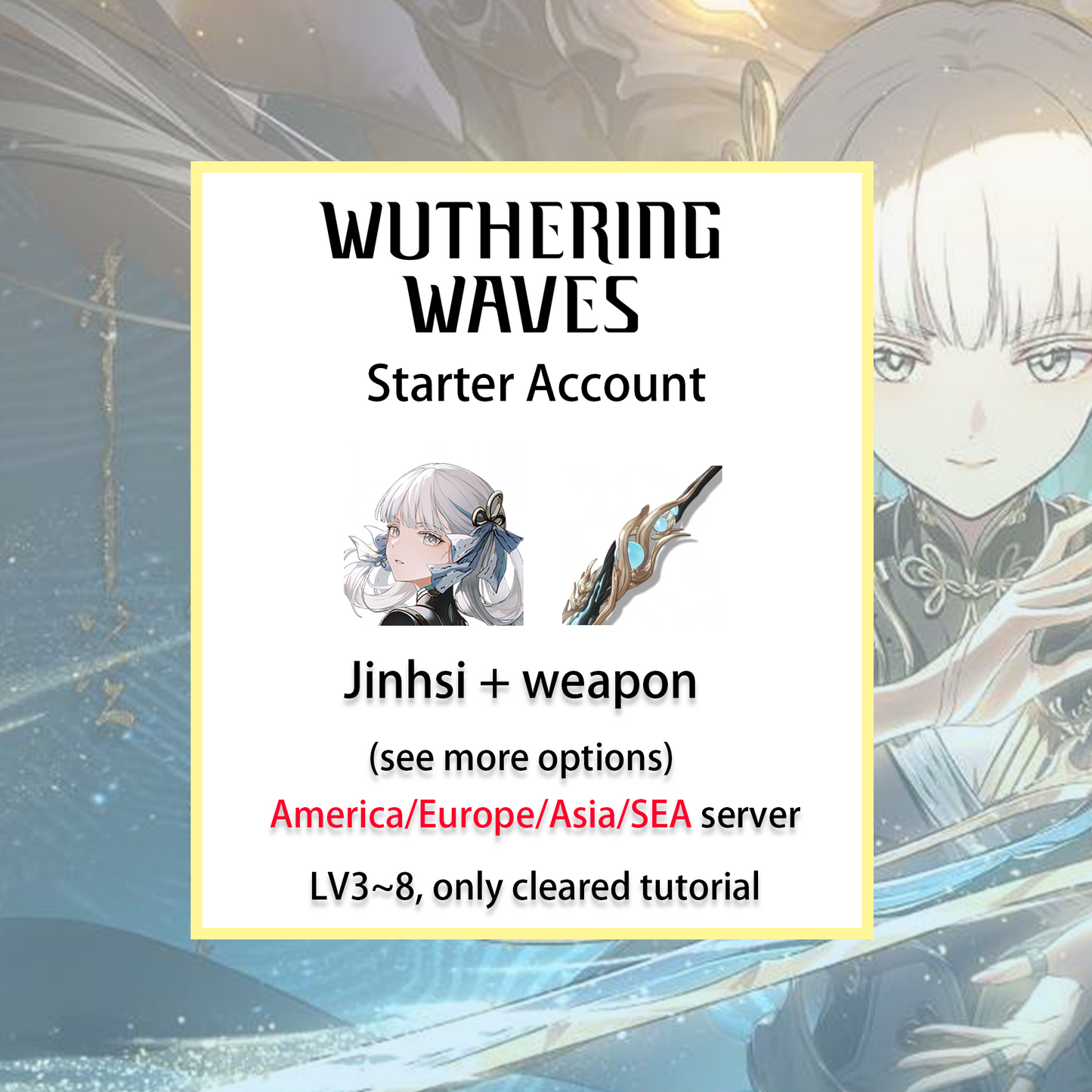 [ALL SERVER][INSTANT] Jinhsi + Ages of Harvest | Wuthering Waves Starter Account America/Europe/Asia/HMT/Sea (see options)-Mobile Games Starter