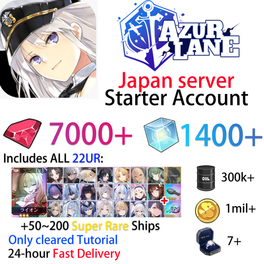 [JP] 22UR Lion Raffaello Fritz Rumey Z52 Amagi Alsace Sovetsky Soyuz Laffey Bismarck Musashi Yorktown Guam Unzen etc + gems AL Japan Starter Account-Mobile Games Starter