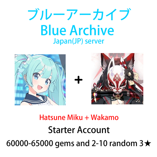 [JP] Blue Archive limited Wakamo + Hatsune Miku + 60000 Pyroxene gems Starter Account-Mobile Games Starter