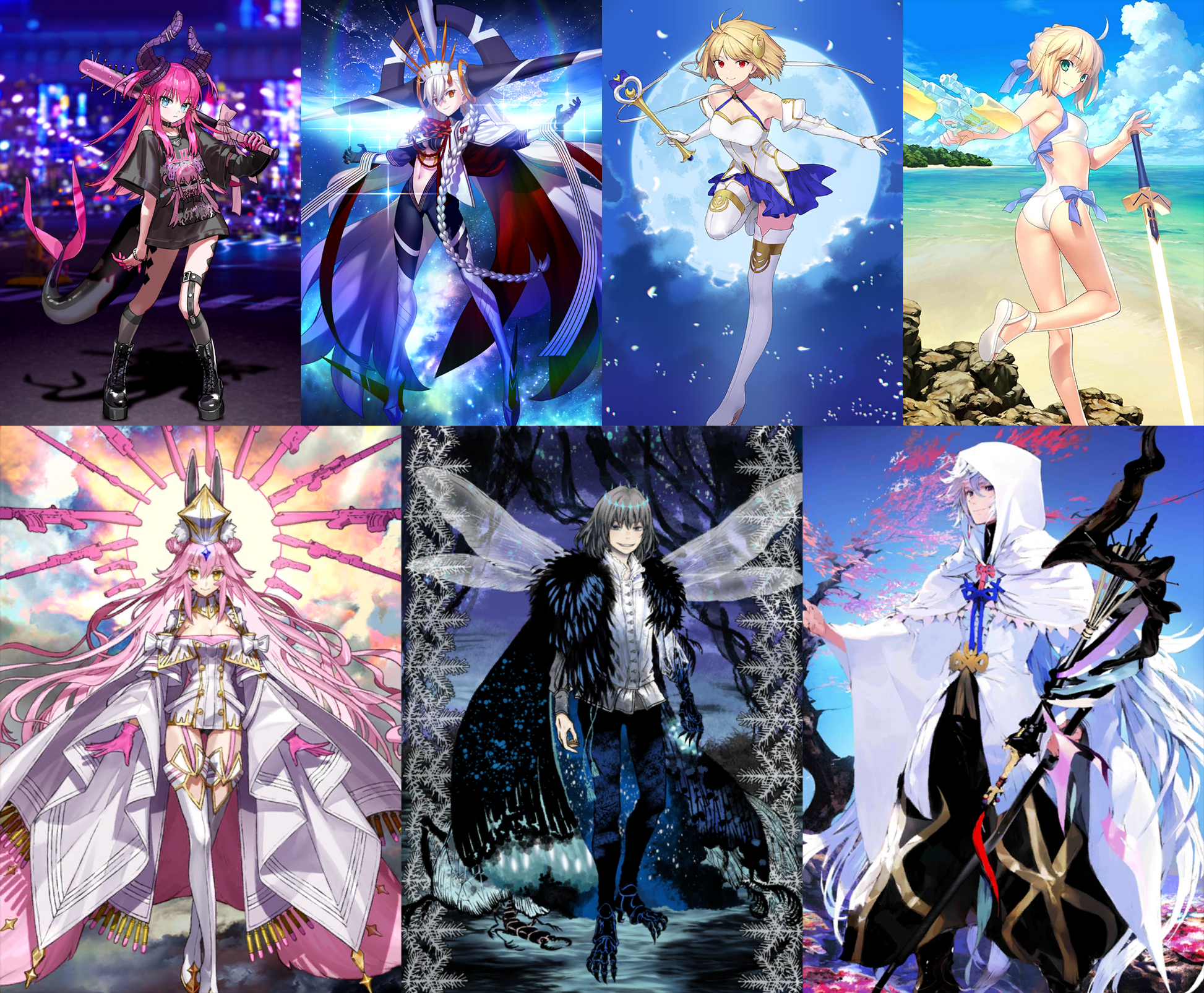 [JP] FGO Elizabeth U-Olga Marie Phantasmoon Artoria archer + Koyanskaya Oberon Merlin Fate Grand Order Unbeast starter account-Mobile Games Starter