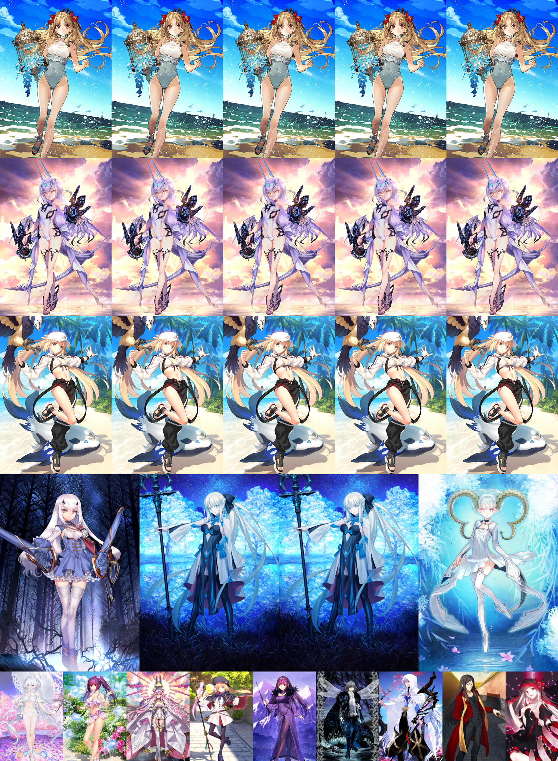 [JP] FGO Triple NP5 Space Ereshkigal NP5 summer Castoria NP5 Melusine ruler+ Morgan Lancelot Tiamat Koyanskaya Skadi Oberon Castoria Fate Grand Order endgame account-Mobile Games Starter