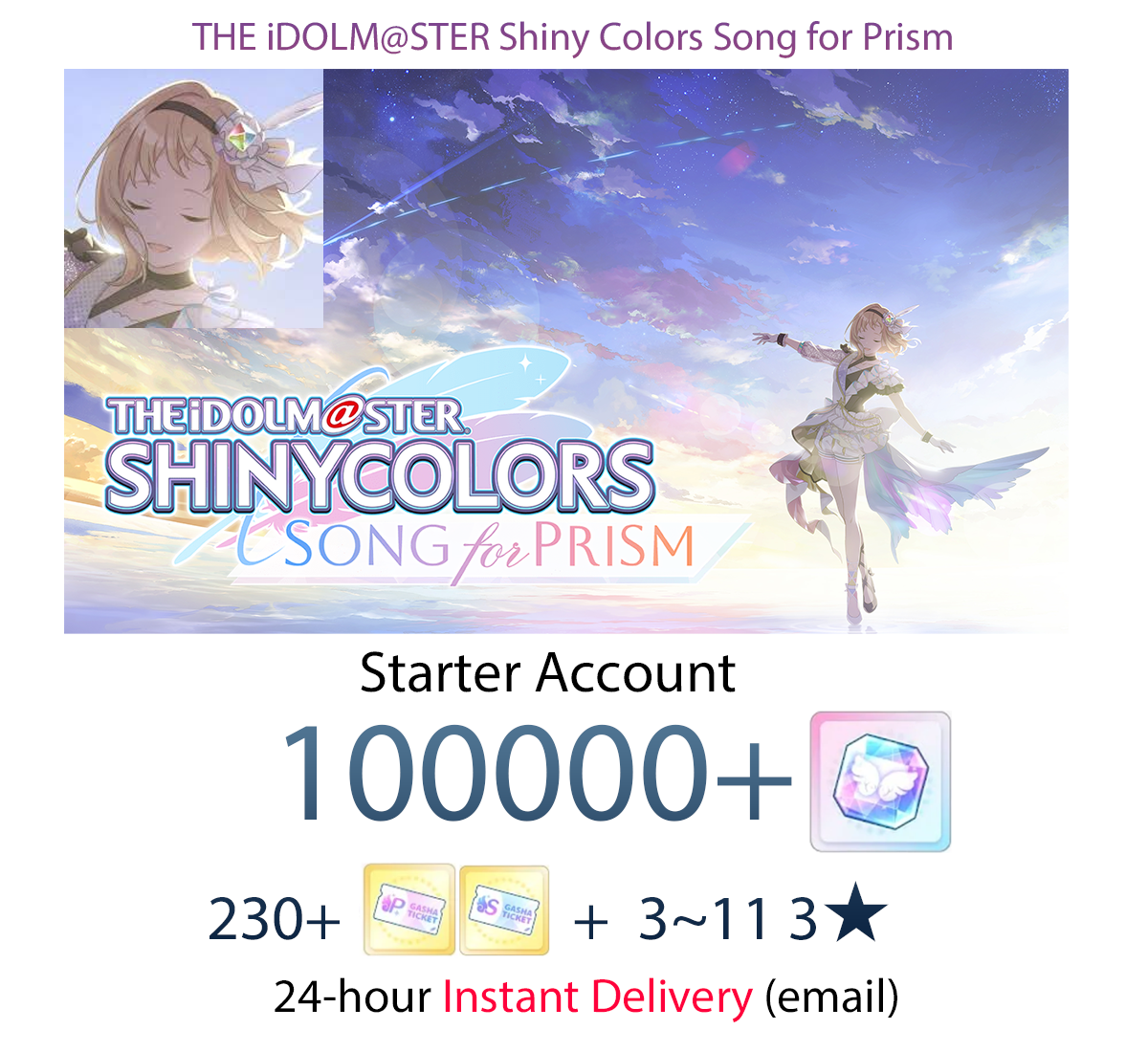 [JP] [INSTANT] 100000+ Gems iDOLM@STER Shiny Colors Song for Prism Idolmaster Shanison Shinymas Starter Account (see options)-Mobile Games Starter